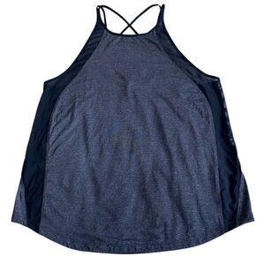 EUC Lululemon Run Off Route Heathered Gray Black Strappy Back Mesh Trim Tank - S